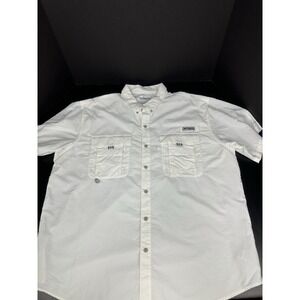 Columbia PFG Fishing Shirt Mens XXL White Vented‎ Short Sleeve Ocean Salt Water